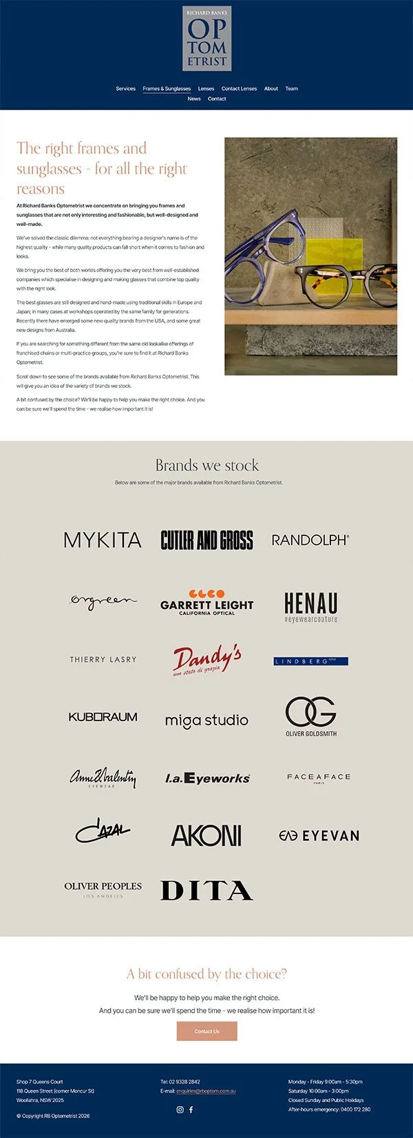 Website Design & SEO Optimisation - Richard Banks Optometrist - Marisa Robinson Digital Marketing