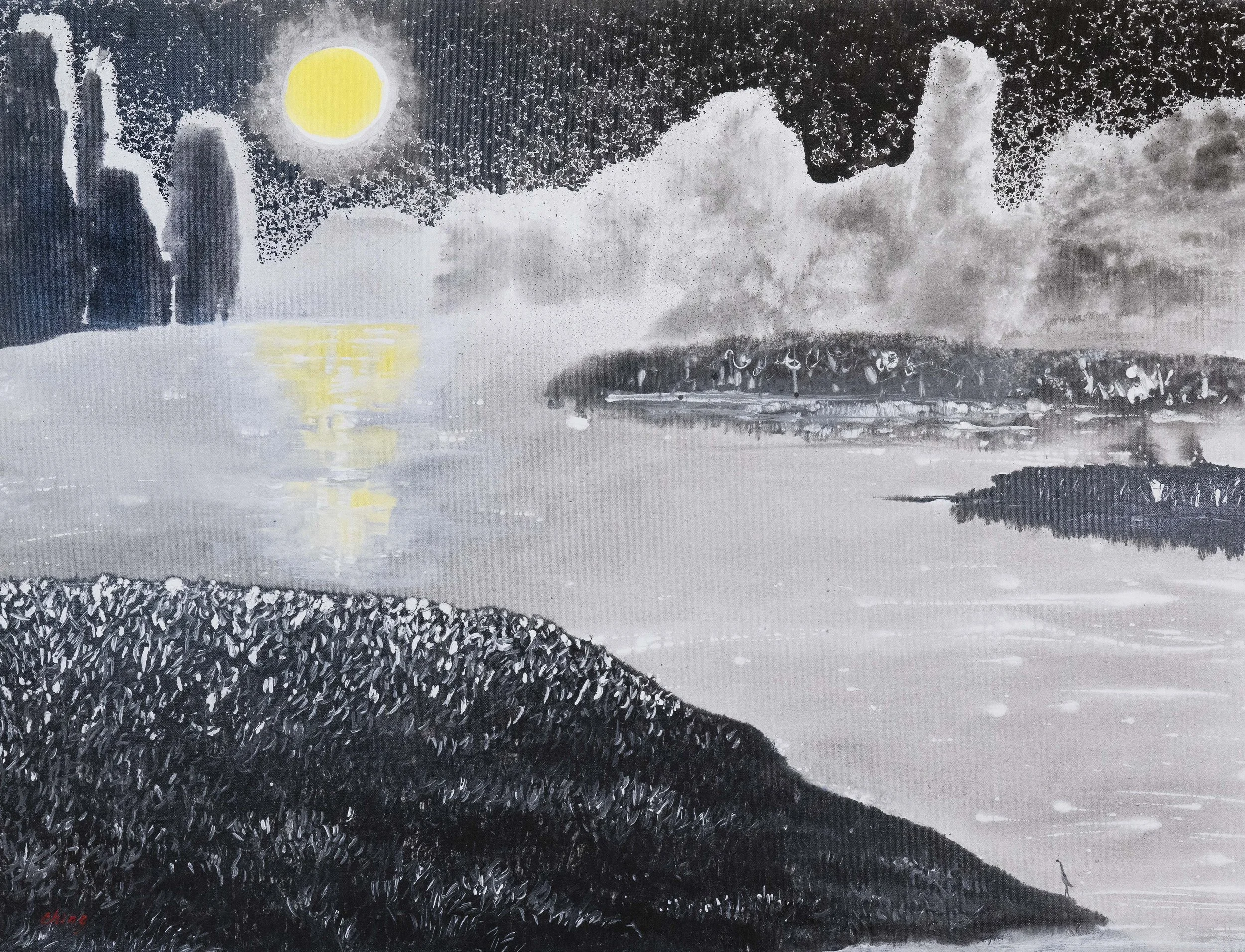 冬日暖灣
亞克力/畫布，100x76 公分  

The Winter Moon Warms the Bay
Acrylic on canvas, 40x30 in

#2016