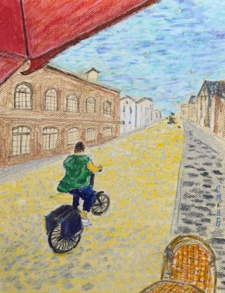 荷蘭單車自逍遙
粉彩，28x23 公分

Memory of Amsterdam 
pastel, 9.5x12.5 inch

#2024
