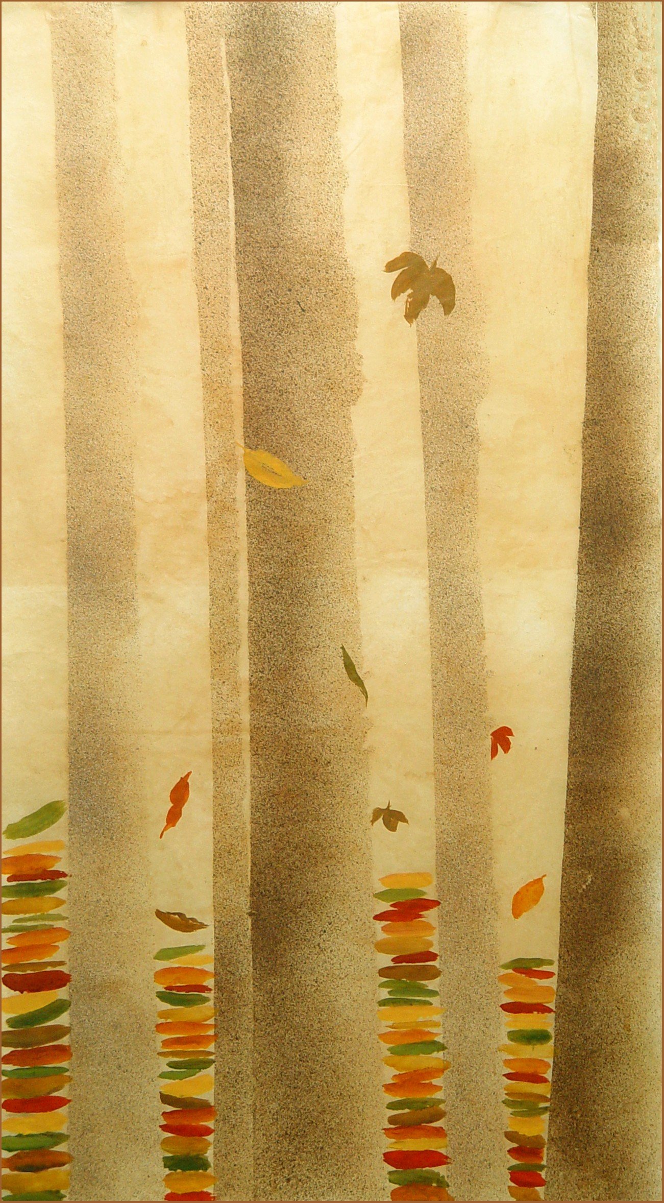 秋語,
複合媒材/紙本，78x140公分

Autumn Whispers,
Mixed media on paper, 31x55 inch

#2009