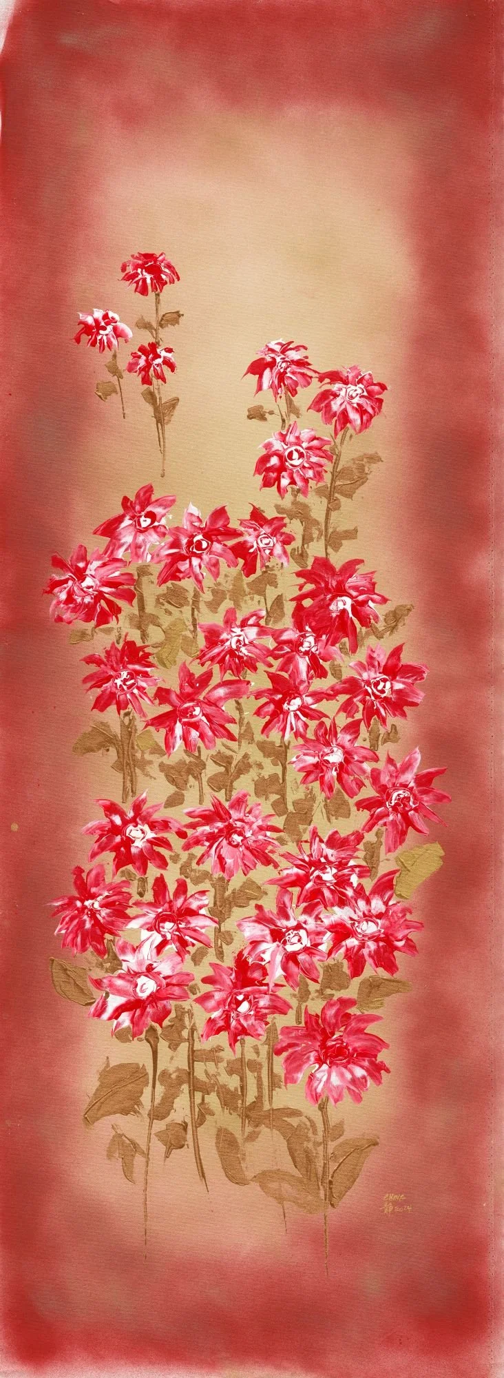 深紅淺紅聚一方,
亞克力， 畫布，60x172 公分

Blossom Grace,
Acrylic on canvas, 24x68 inch

#2024