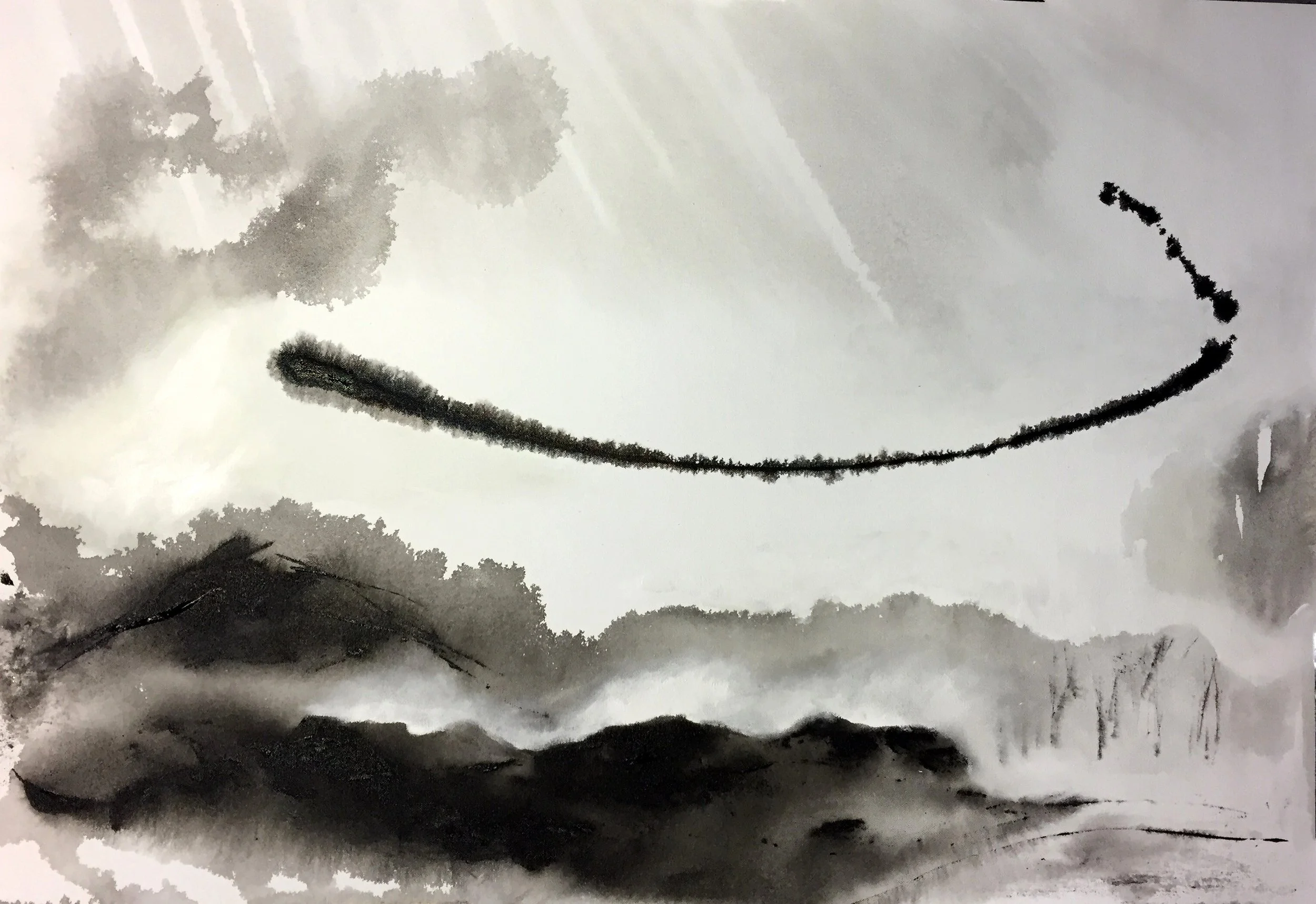 天際一比
亞克力/畫布，90x64  公分  

Sky Stroke
Acrylic on canvas, 35x25 in

#2016