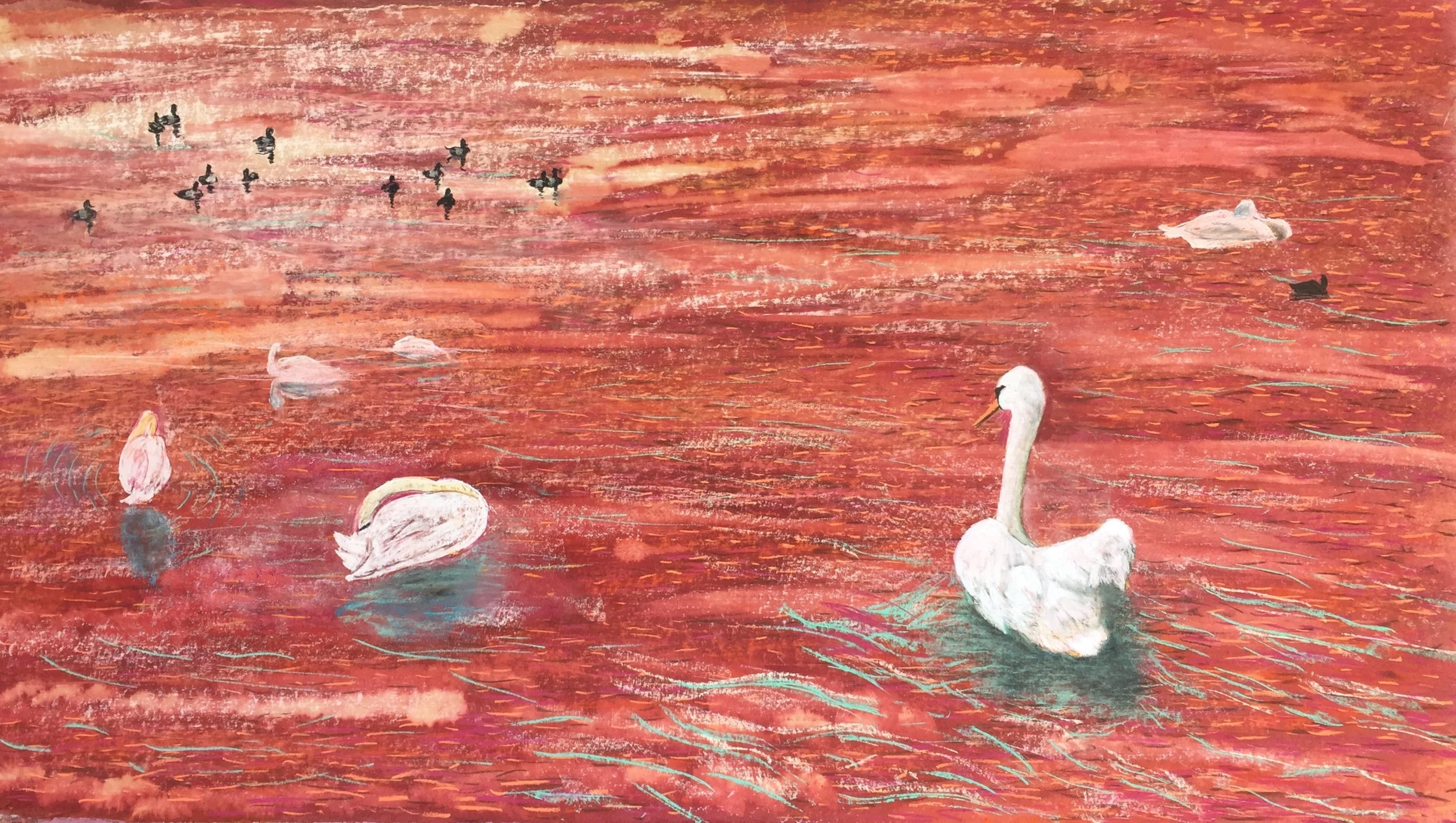 霞映秋波,
複合媒材，137x76 cm

Autumn Reflection,
mixed media, 54x30"

#2018