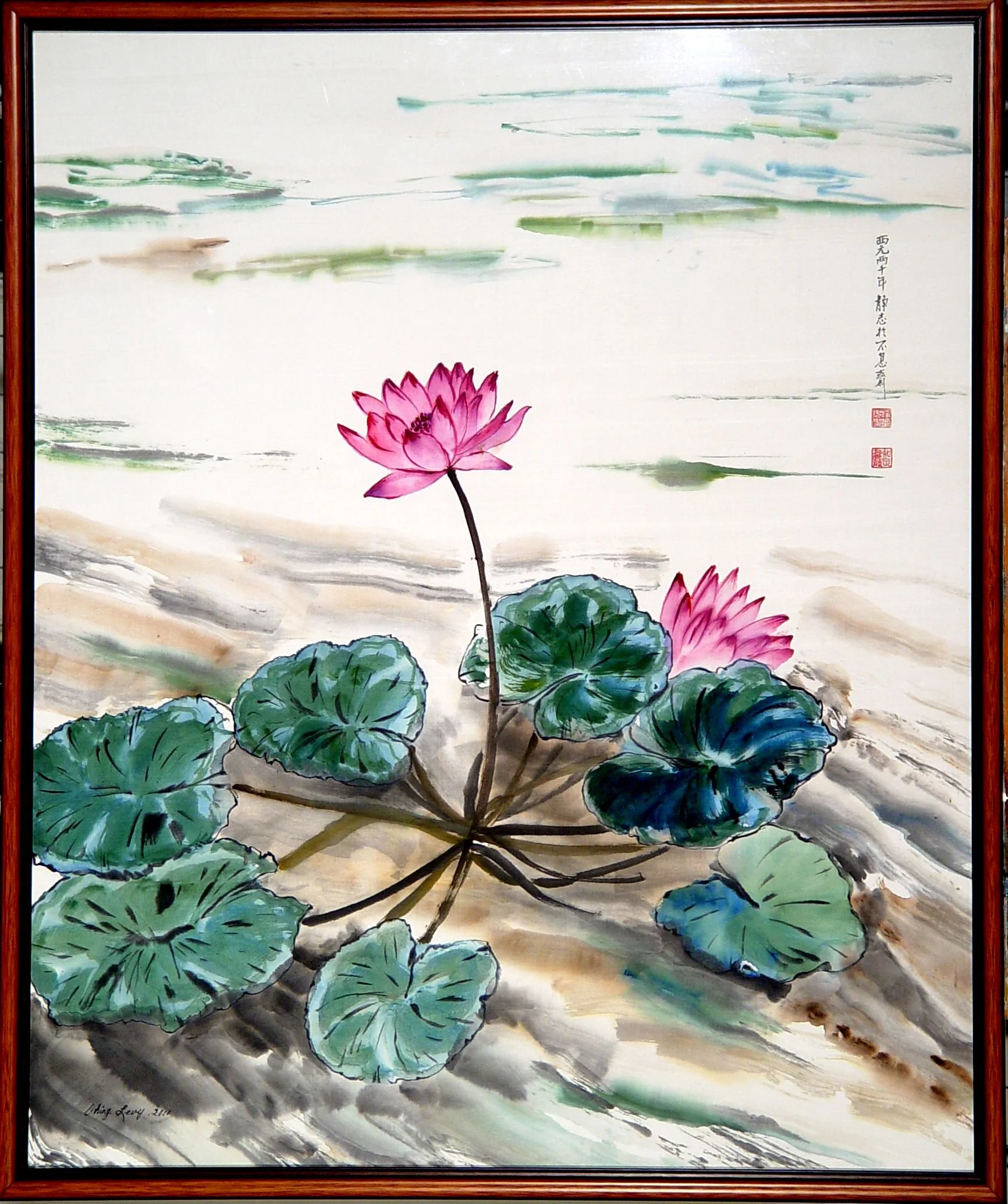 水畔的對話
水彩/絹布， 

Dialogue by the Water
watercolor on paper, 

#2000