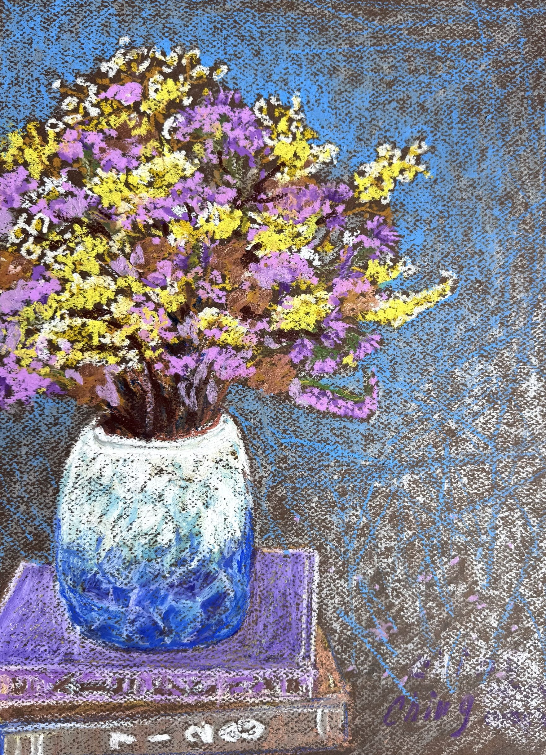 春日絮語  
Whispers of Spring

油性粉彩  Oil Pastel
29x42  cm, 11.4x16.5 in
2026