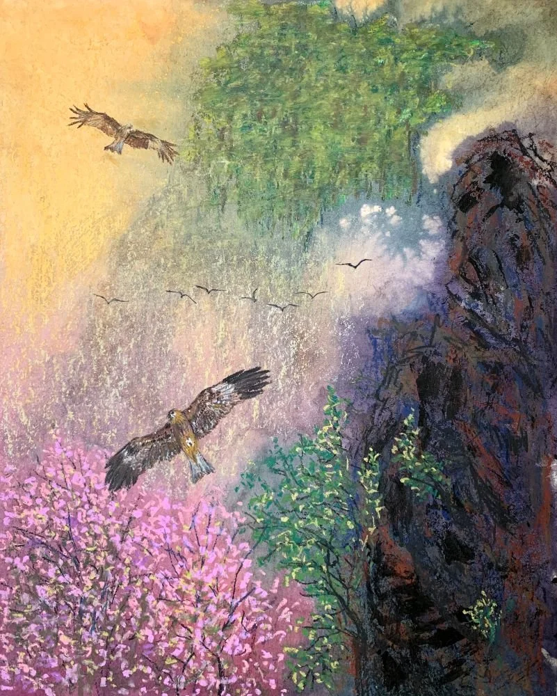 天高任翔，
複合媒材/紙本，40x50公分

Free to Soar
mixed media on paper,  16x20in

#2020