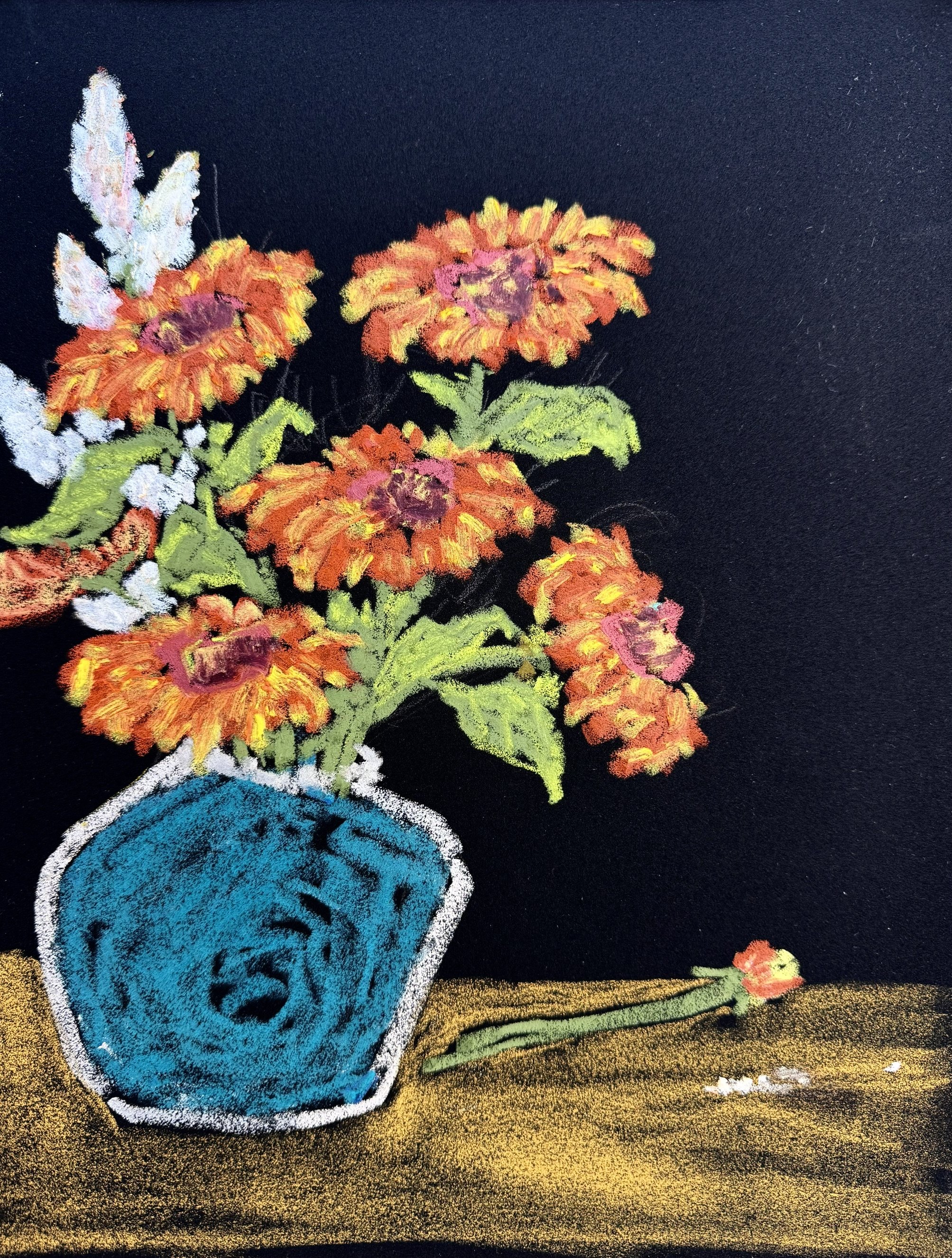 百日菊來報喜  Zinnia

油性粉彩  Oil Pastel
24x32 cm, 9.4x12.6 in
2026