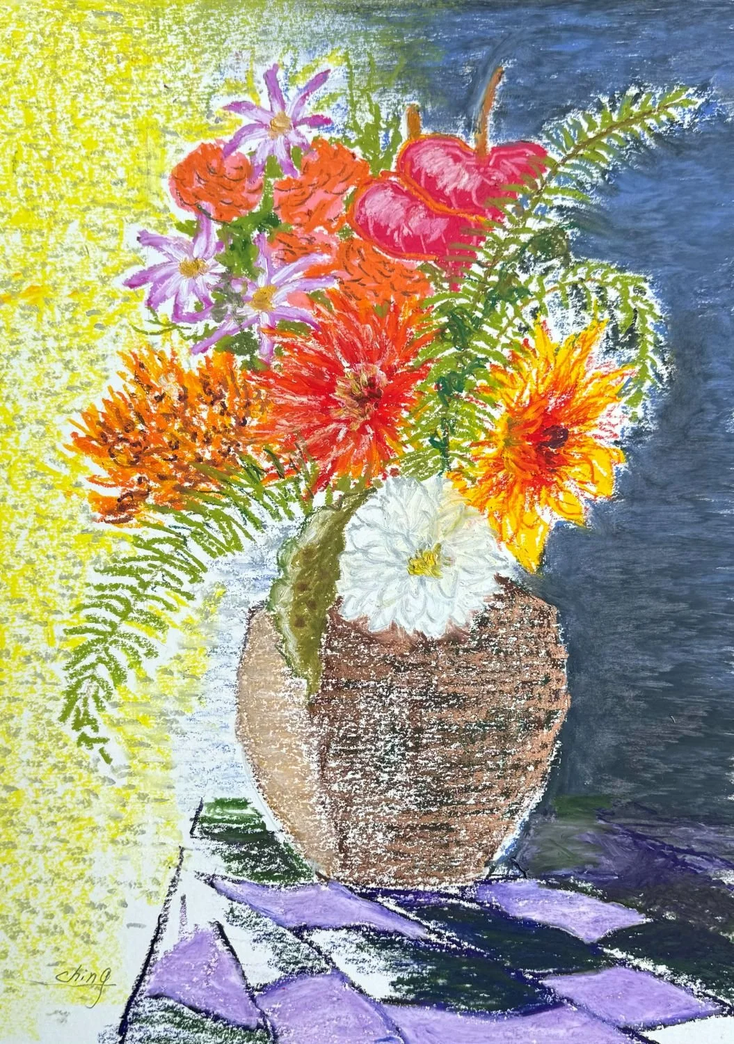 眾星拱月  
油性粉彩, 31x40  cm

White Love
Oil Pastel, 12x16 in

#2024