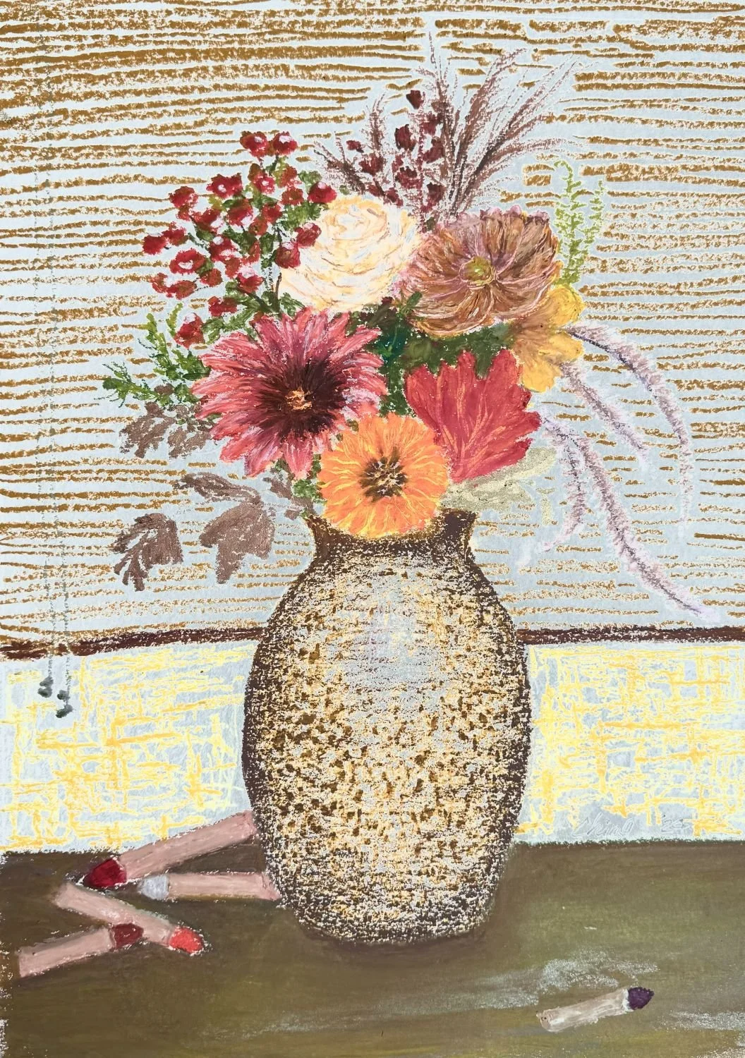 晴光越簾映好花
油性粉彩， 31x40 cm

Shinning Thru the Curtain
oil pastel, 12x16 in

#2024