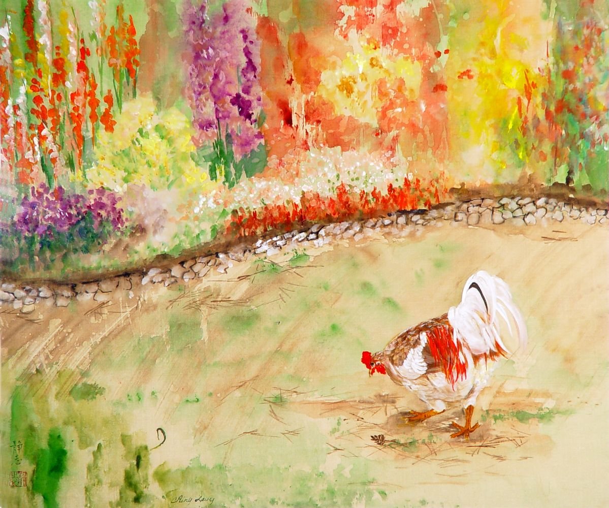 後院的霸主
水彩/絹布

The Backyard Pet
watercolor on silk

#2004