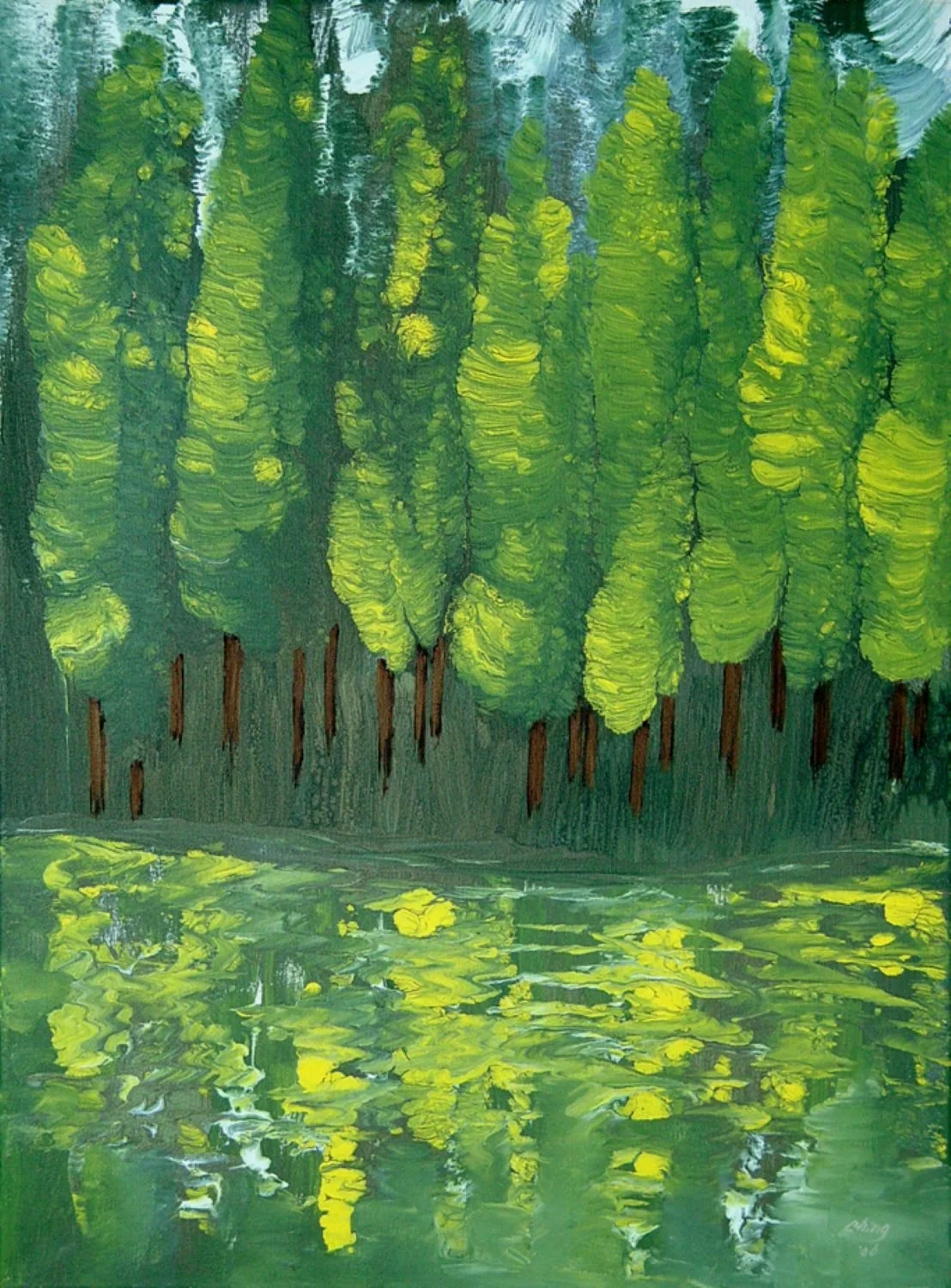 青山涵碧 春水如玉
亞克力,油彩/畫布， 45x60 公分

Emerald Reflections
acrylic & oil on canvas, 18x24 in

#2006