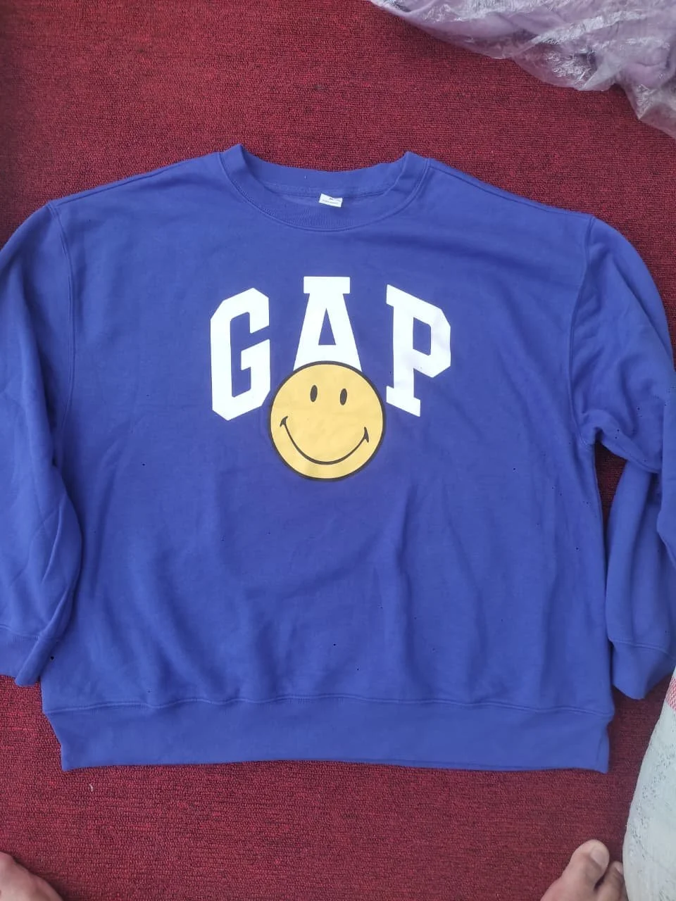 gap blue sweater smiley.jpg