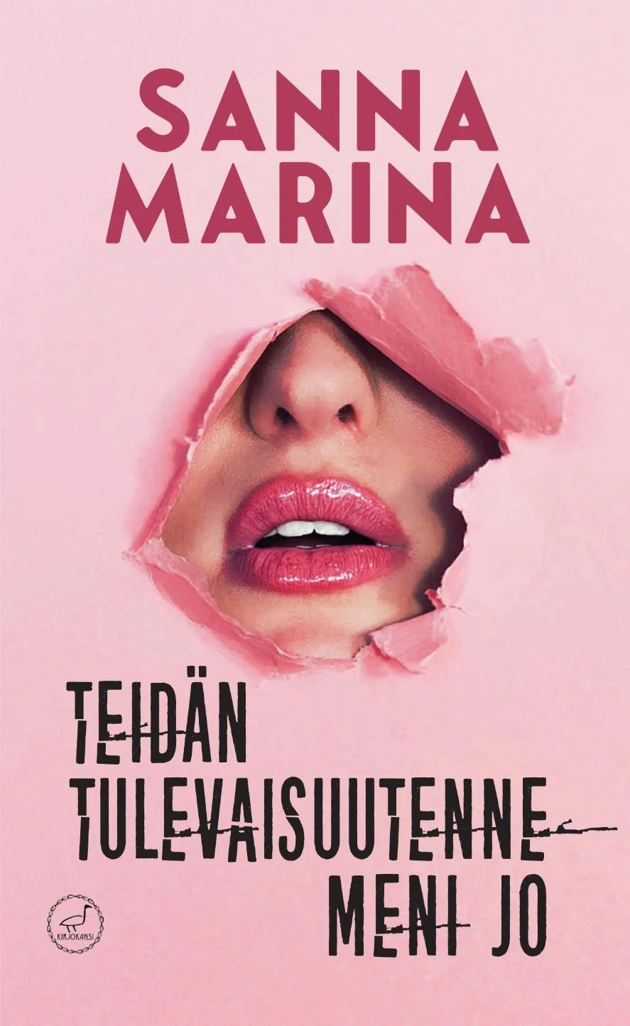 Teidän tulevaisuutenne meni jo -kirjan kansikuva, kirjailija Sanna Marina.