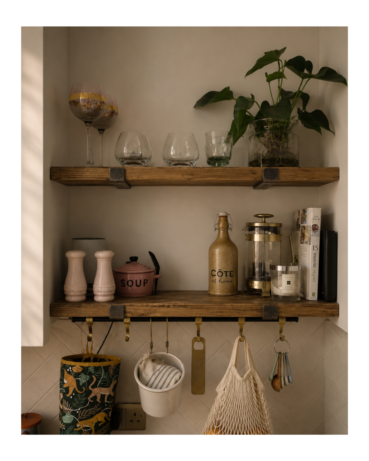 Styled wooden Kitchen Shelves