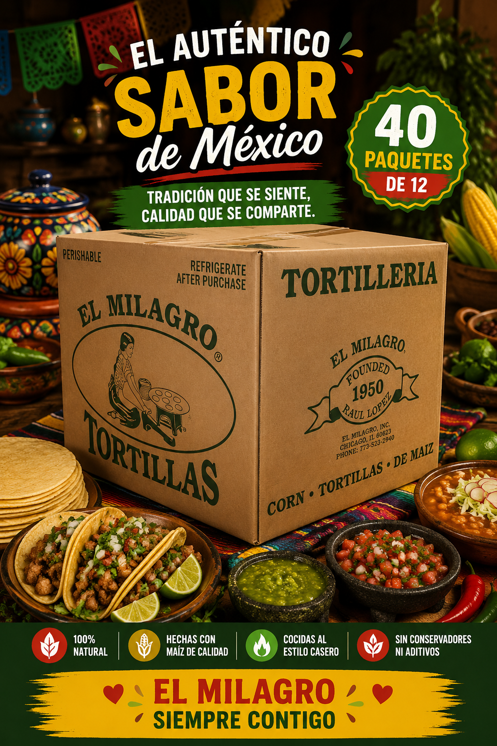 40pk Case - El Milagro Corn Tortillas 10 oz.