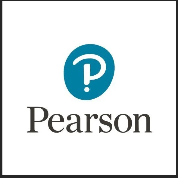 Pearson logo with a blue circle containing a stylized letter P and a question mark underneath, and the word Pearson below in black text.