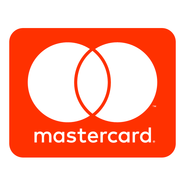 Mastercard logo with overlapping red and black circles and the word 'mastercard' below.