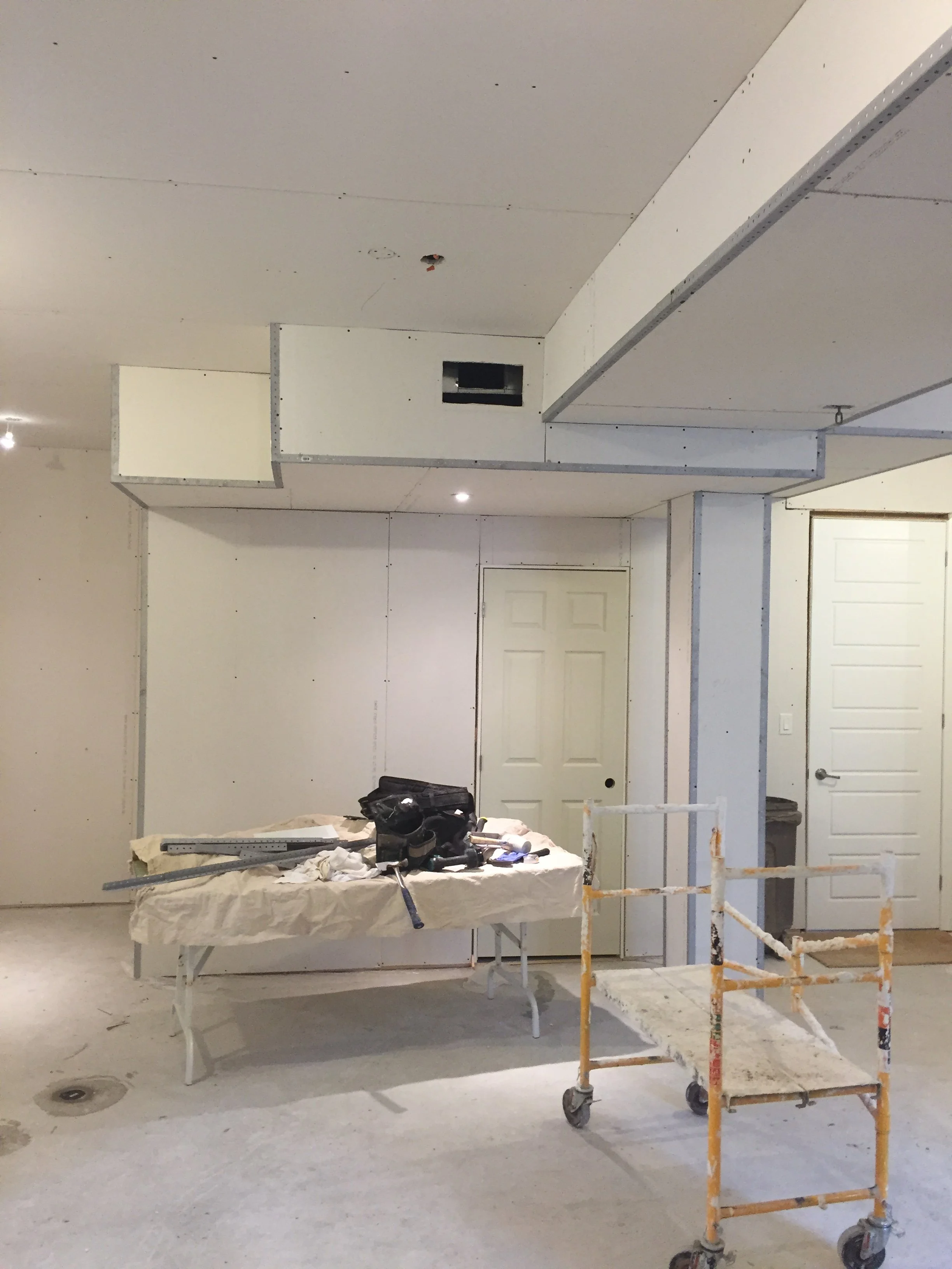 Professional wall repair and drywall installation project in Etobicoke.