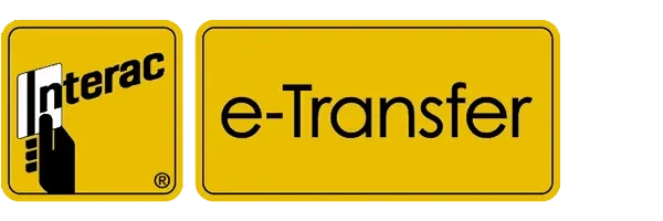 Interac e-Transfer logo on a yellow background, indicating a secure electronic money transfer service.