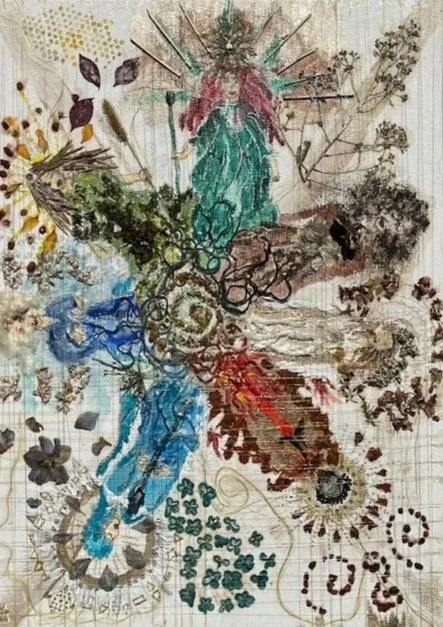 My 3rd painting- Wyrd Weaving New World (The Wyrd were the sisters who wove life into being)  This panting has SO much in it. It has the Honey Bee langue, Angelic codes, Fibonacci sequences, Celtic vibrations and was channeled from Gia and the Wyrd. 