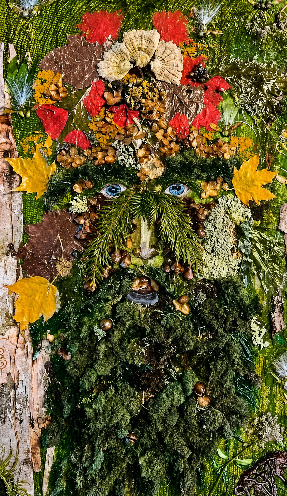 The Upgrade channeled mixed-media artwork featuring a resting figure, celestial light, flowers and natural materials symbolising spiritual transformation.