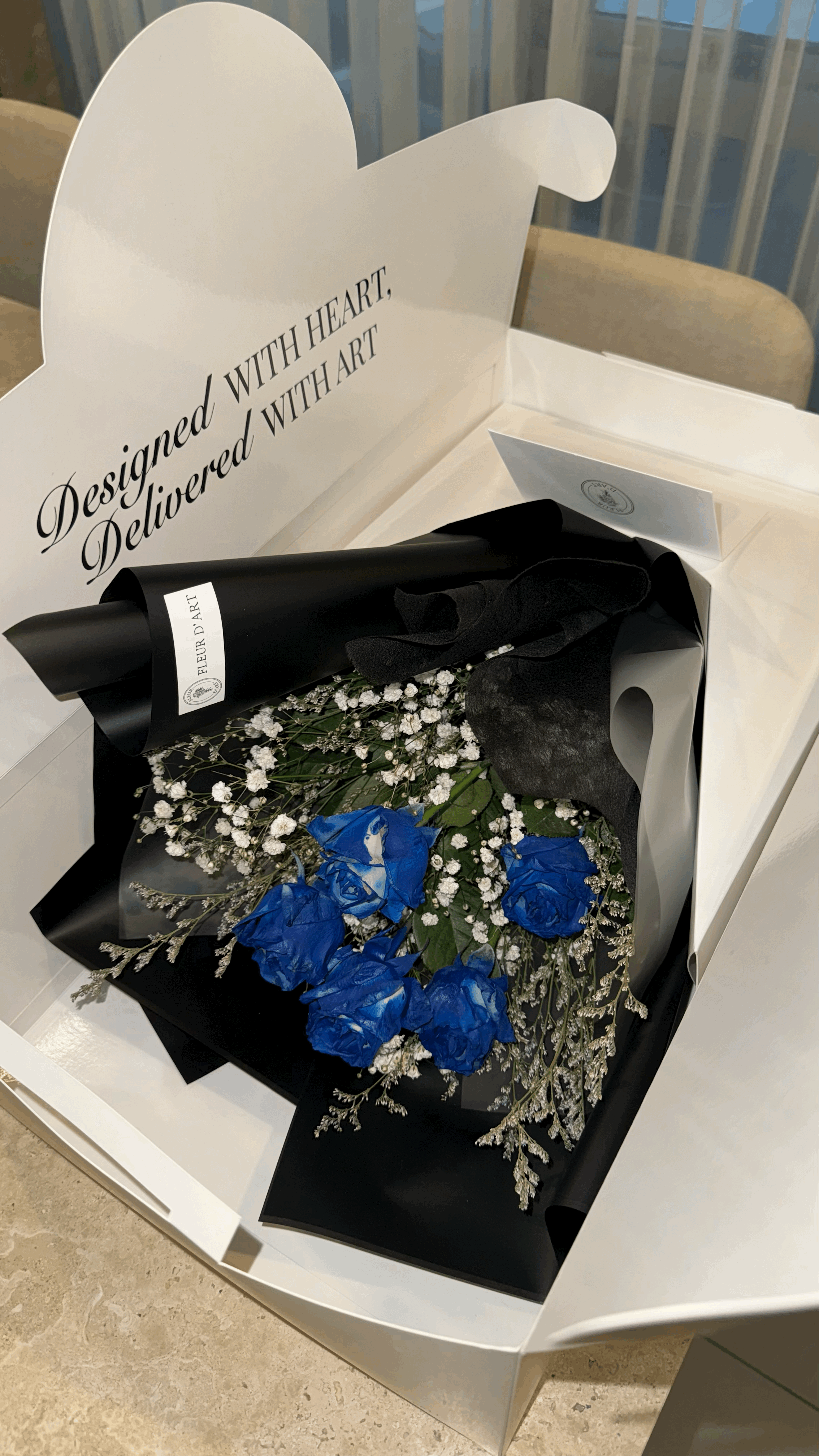 Spray Painted 5 Blue Rose Bouquet