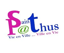 Logo avec le texte 'Saint@Pathus, Vie en Ville... Ville en Vie', avec des lettres colorées en violet, bleu et rose.