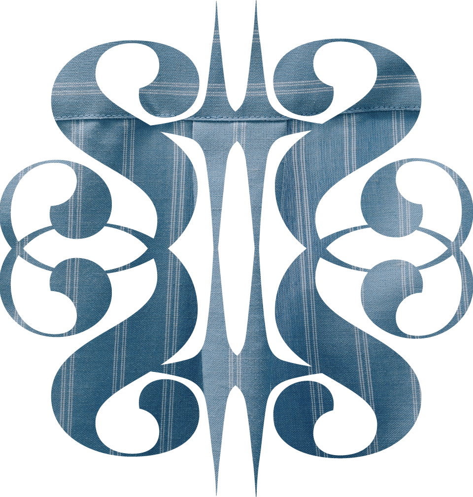 Sunnii Studios logo with blue fabric texture