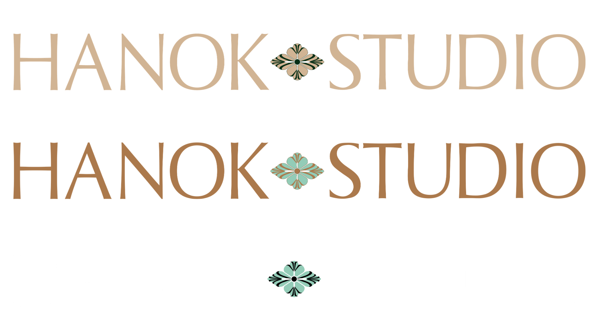 Hanok Studio Logo variations, designed by Sunnii Studios. Brand identity, logo system.
