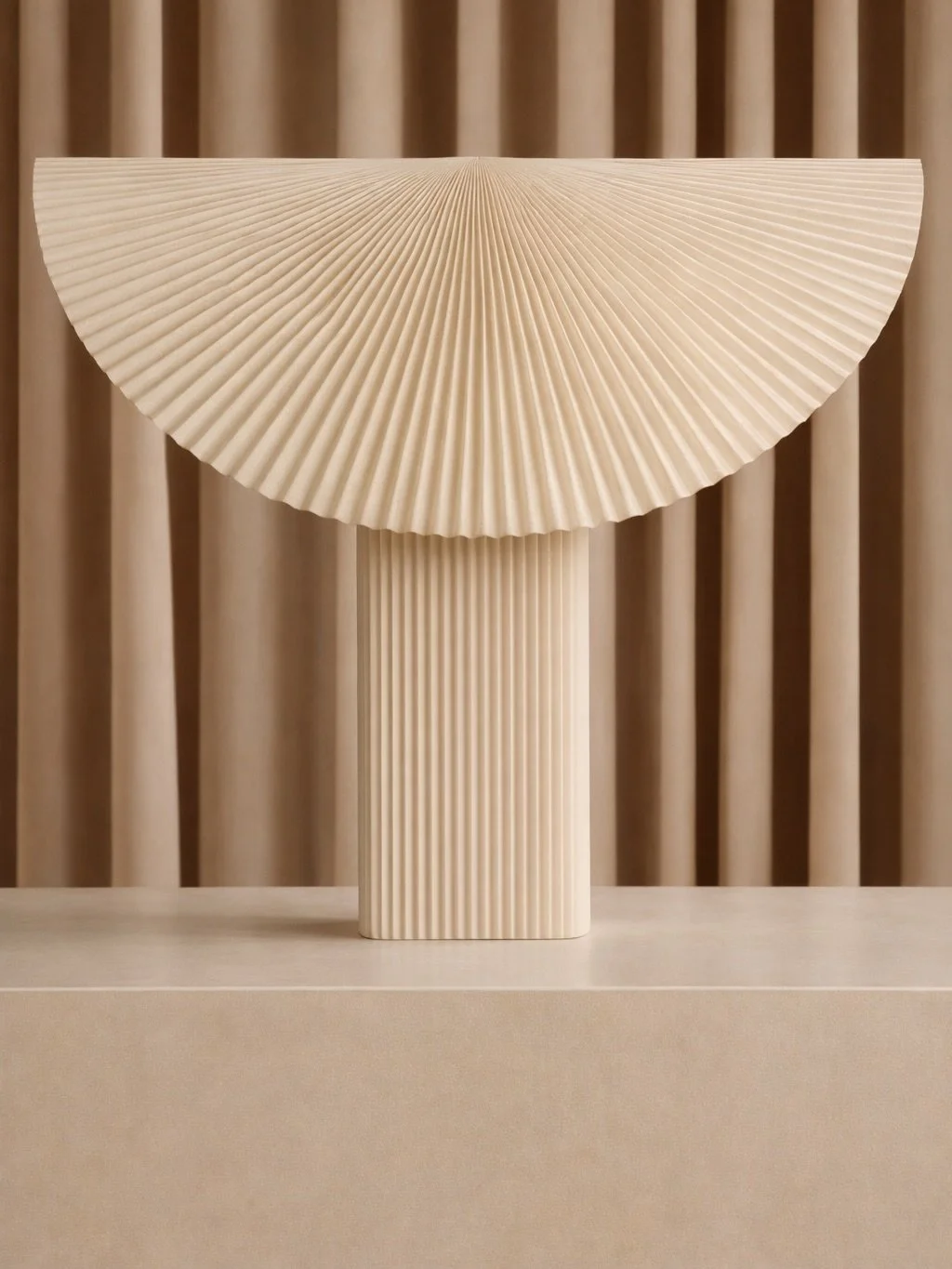 Tribes: Fashioning Memories by Josh Jen 

Pleated Lamp

In fashion, pleats are not simply decorative folds. They are engineered forms created through controlled folding, heat setting, and tension. Once set, the fabric holds its shape. It gains struct