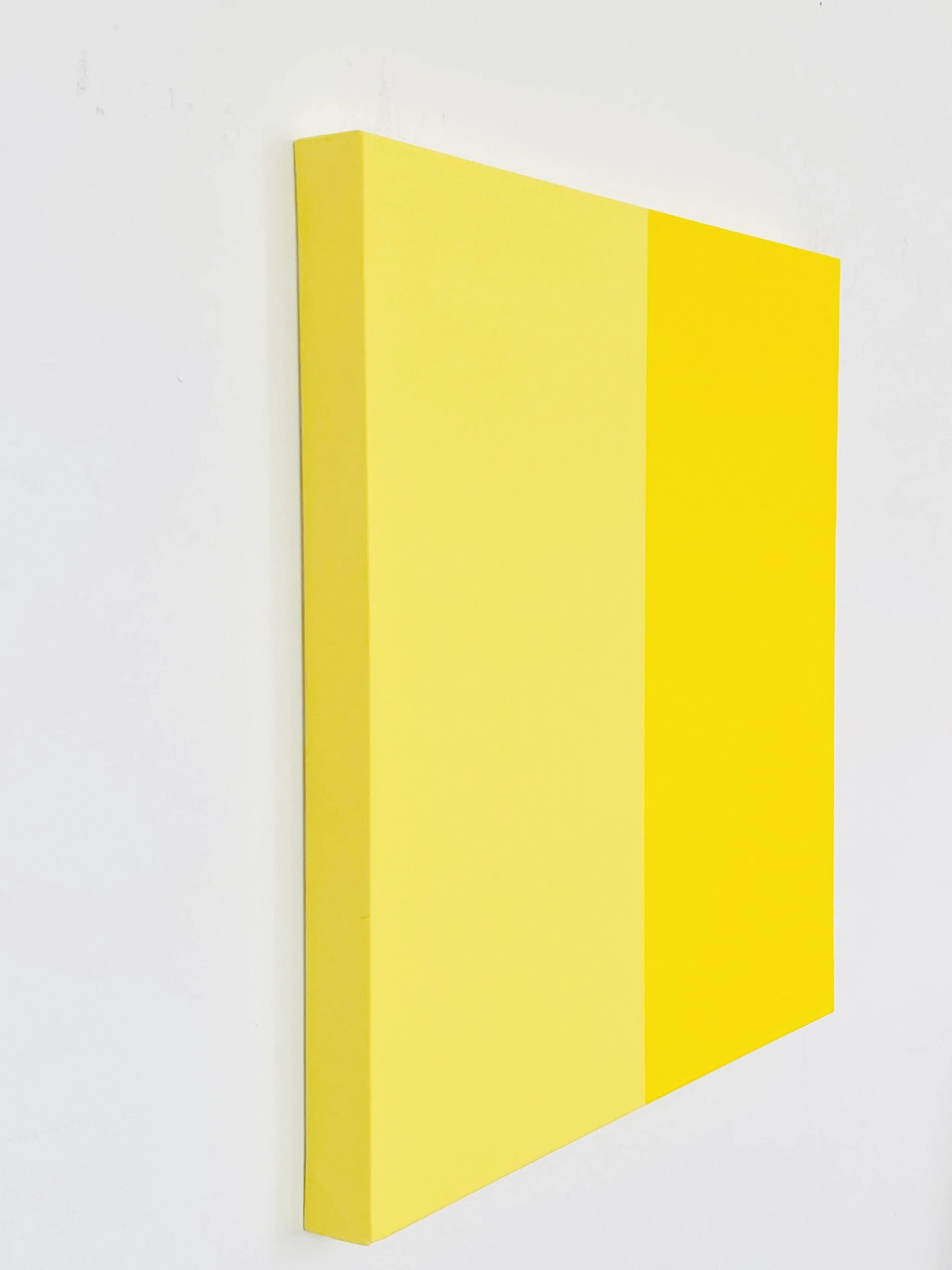 Three yellow rectangular blocks of varying shades on a white background.