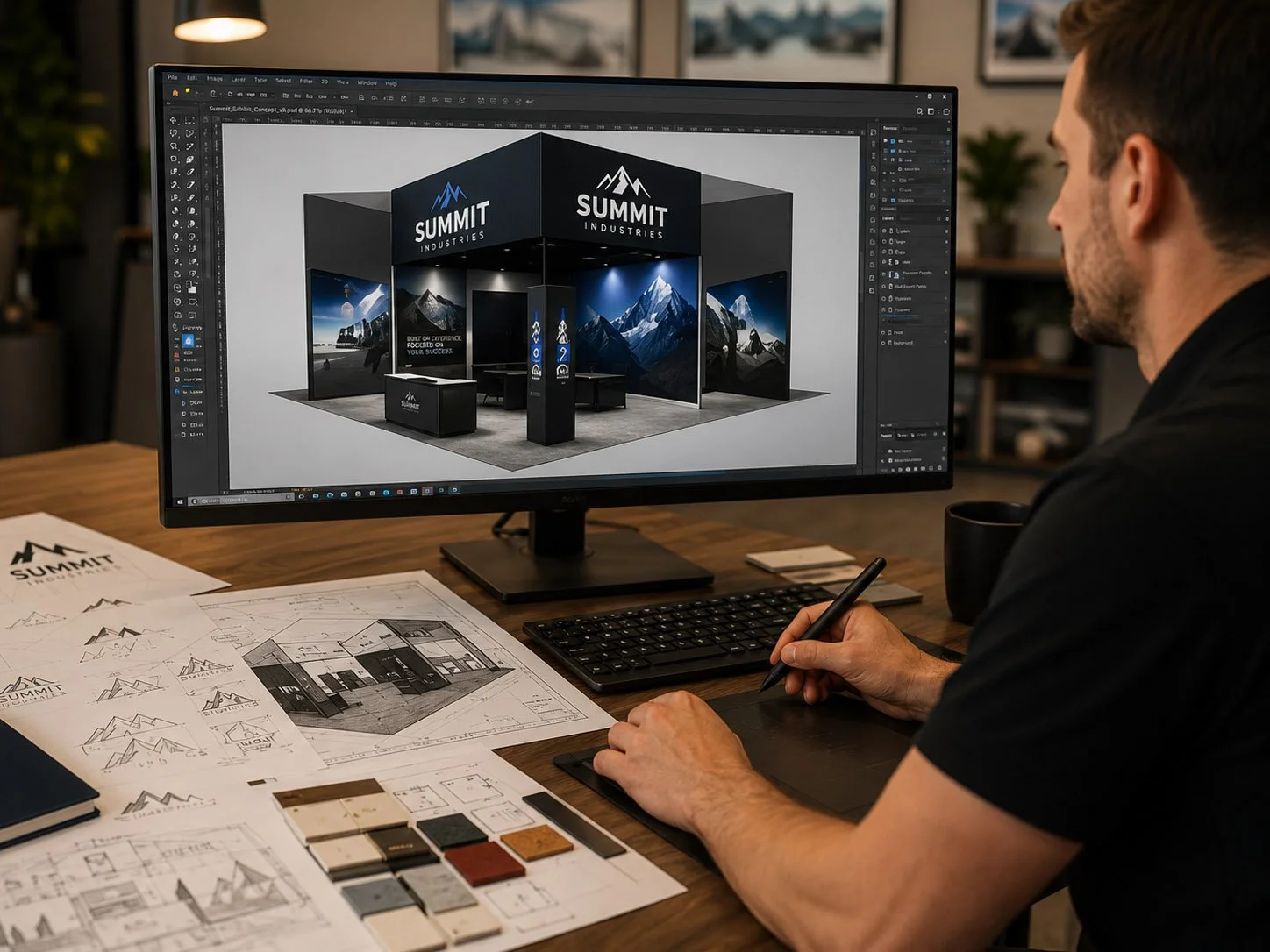 Designer working on 3D computer model