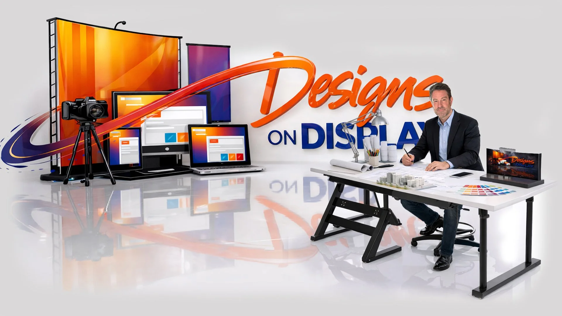 Owner designing at desk