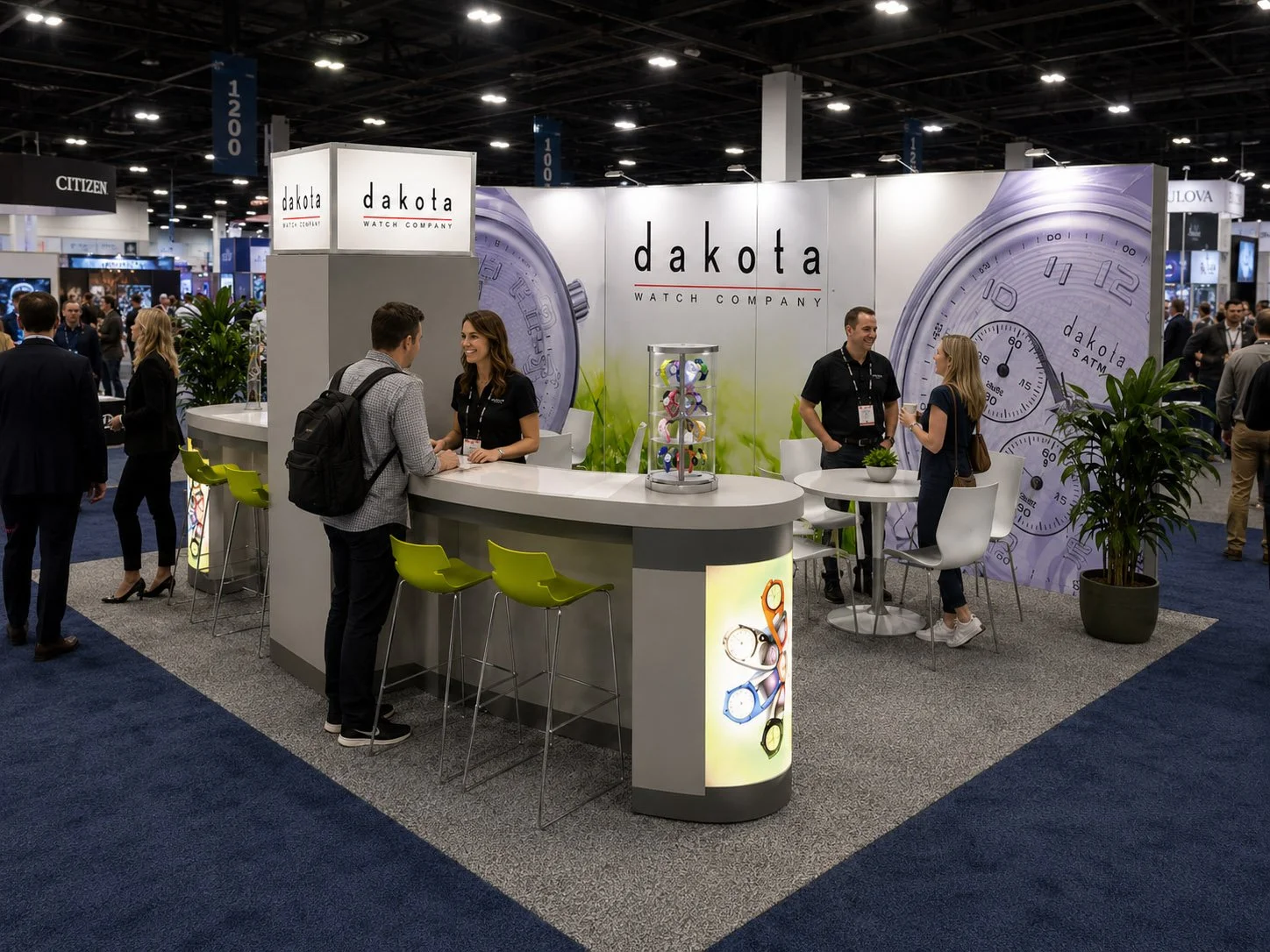 Custom 20x20 Island Exhibit for Dakota Watch Company