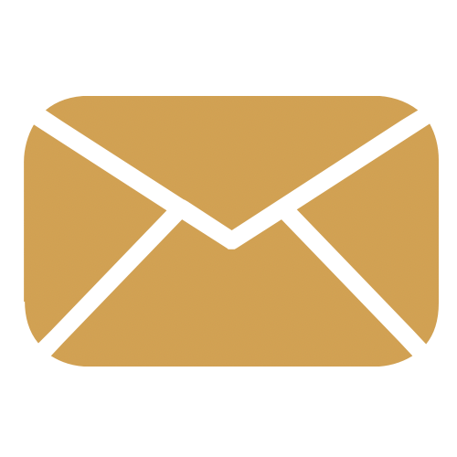 Icon of a closed envelope in gold color with black outlines.