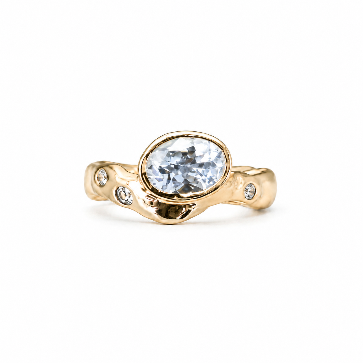Oval Aqua Diamond Ring
