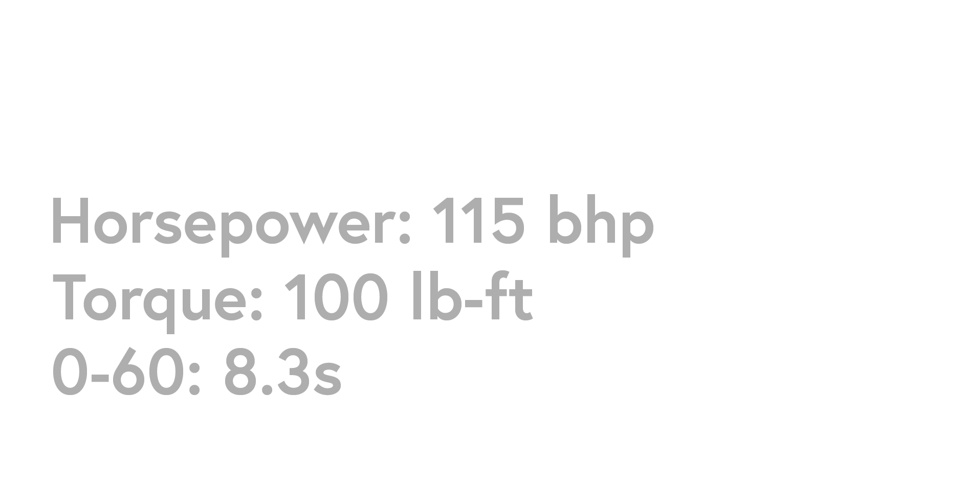 Specifications for Mazda MX5 including horsepower of 115 bhp, torque of 100 lb-ft, and 0-60 mph acceleration time of 8.3 seconds.