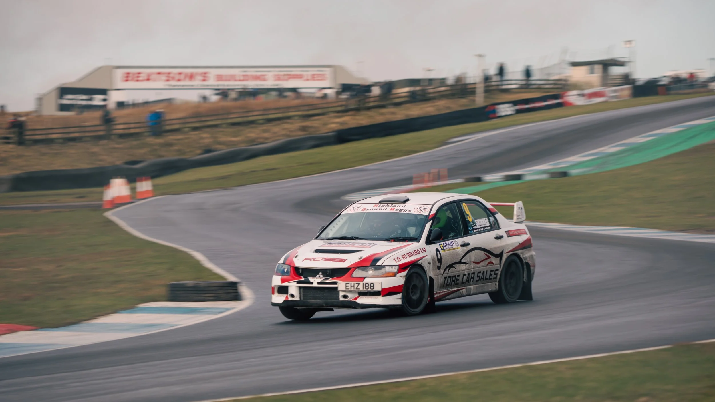 Mitsubishi Evo rally car at knockhill 