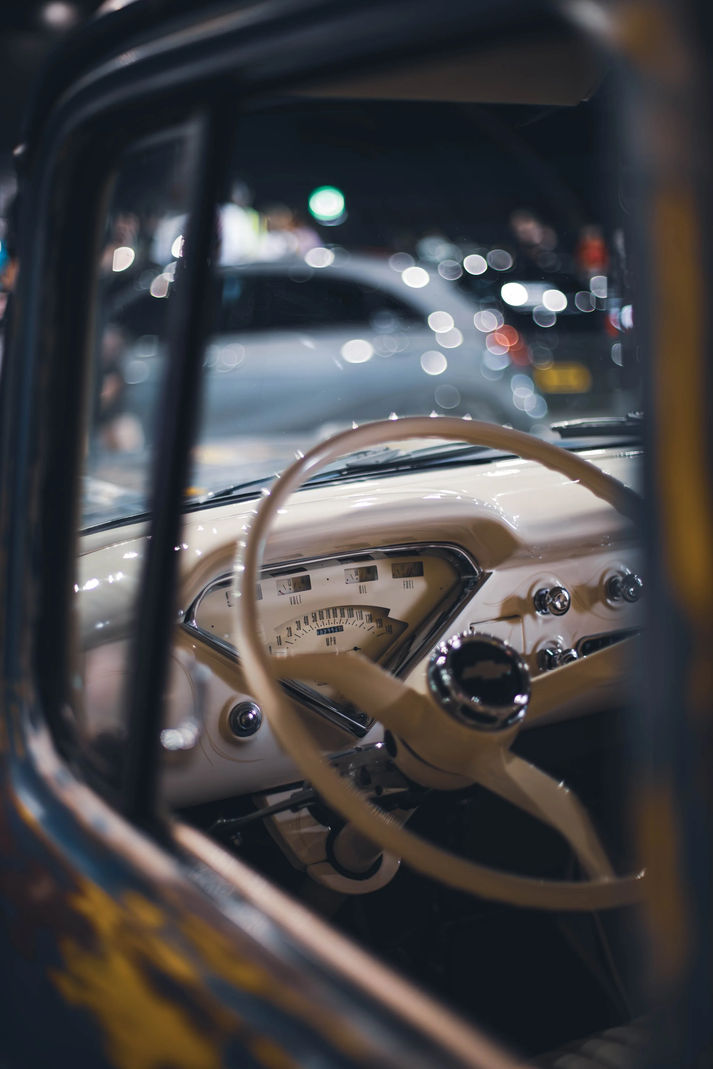 Interior shot of classic car