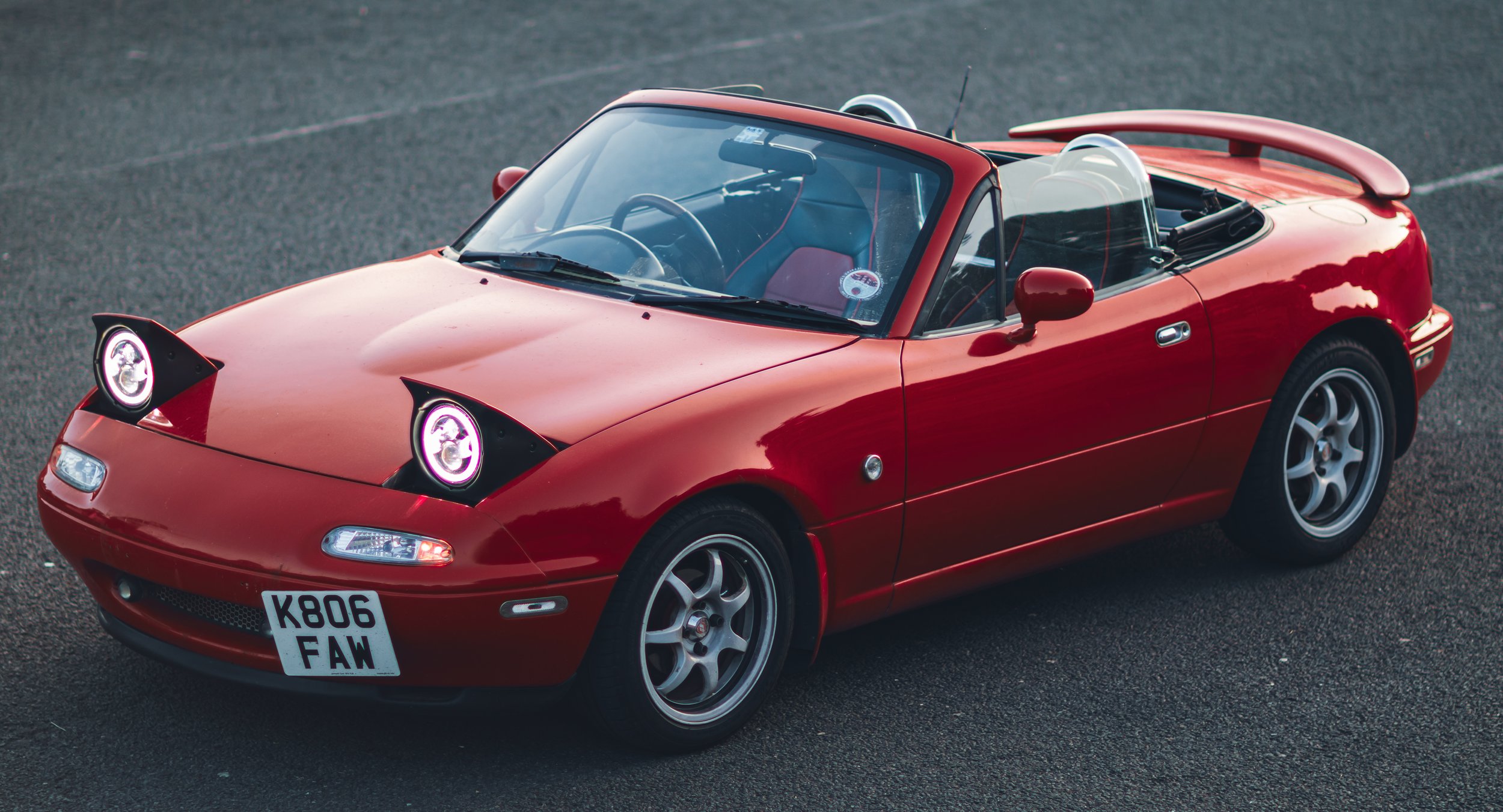 Original Mazda MX5 with headlights popped up