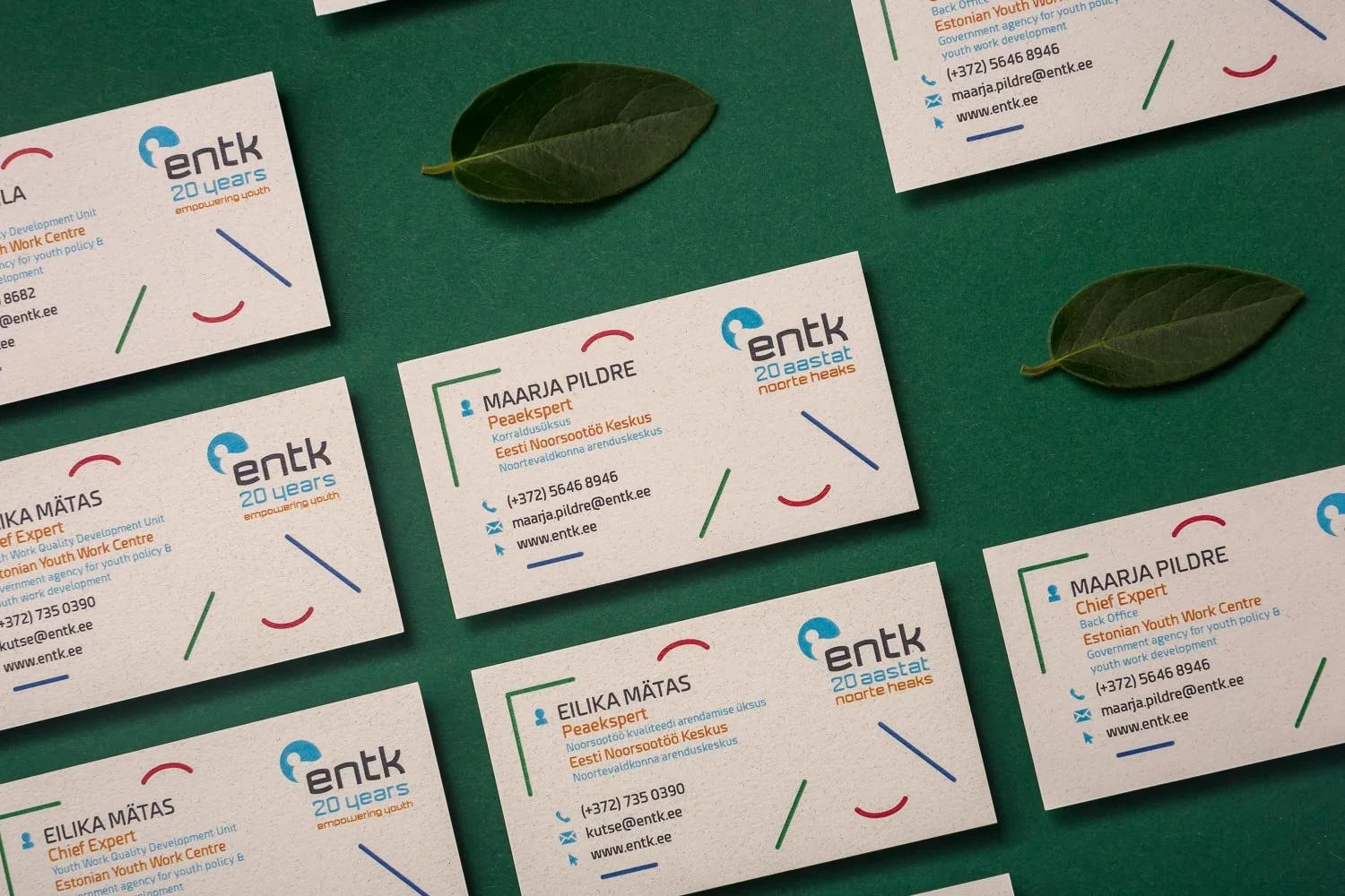 Estonian Youth Work Centre: Business Cards on Recycled Paper