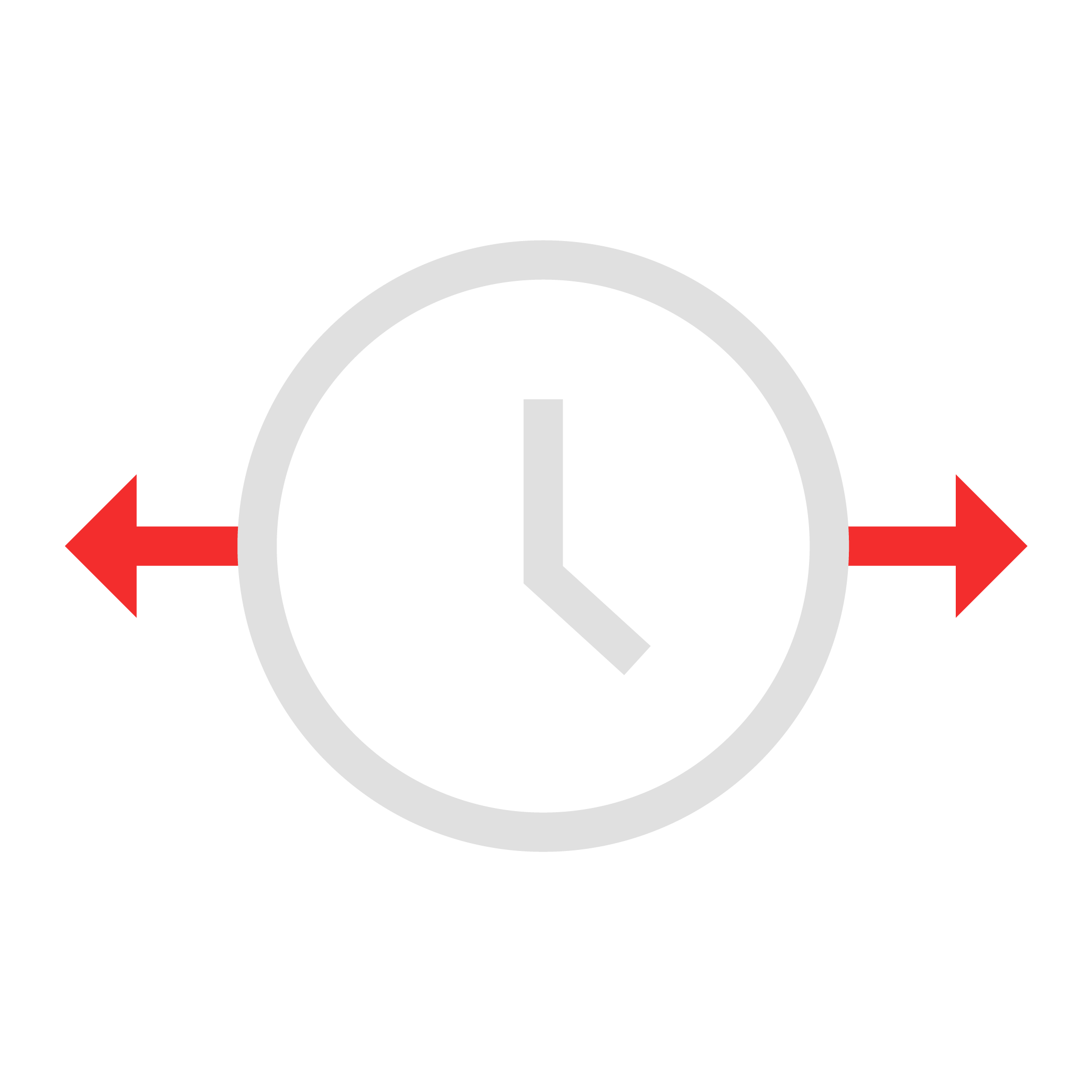 Clock with arrows pointing left and right indicating time adjustment.