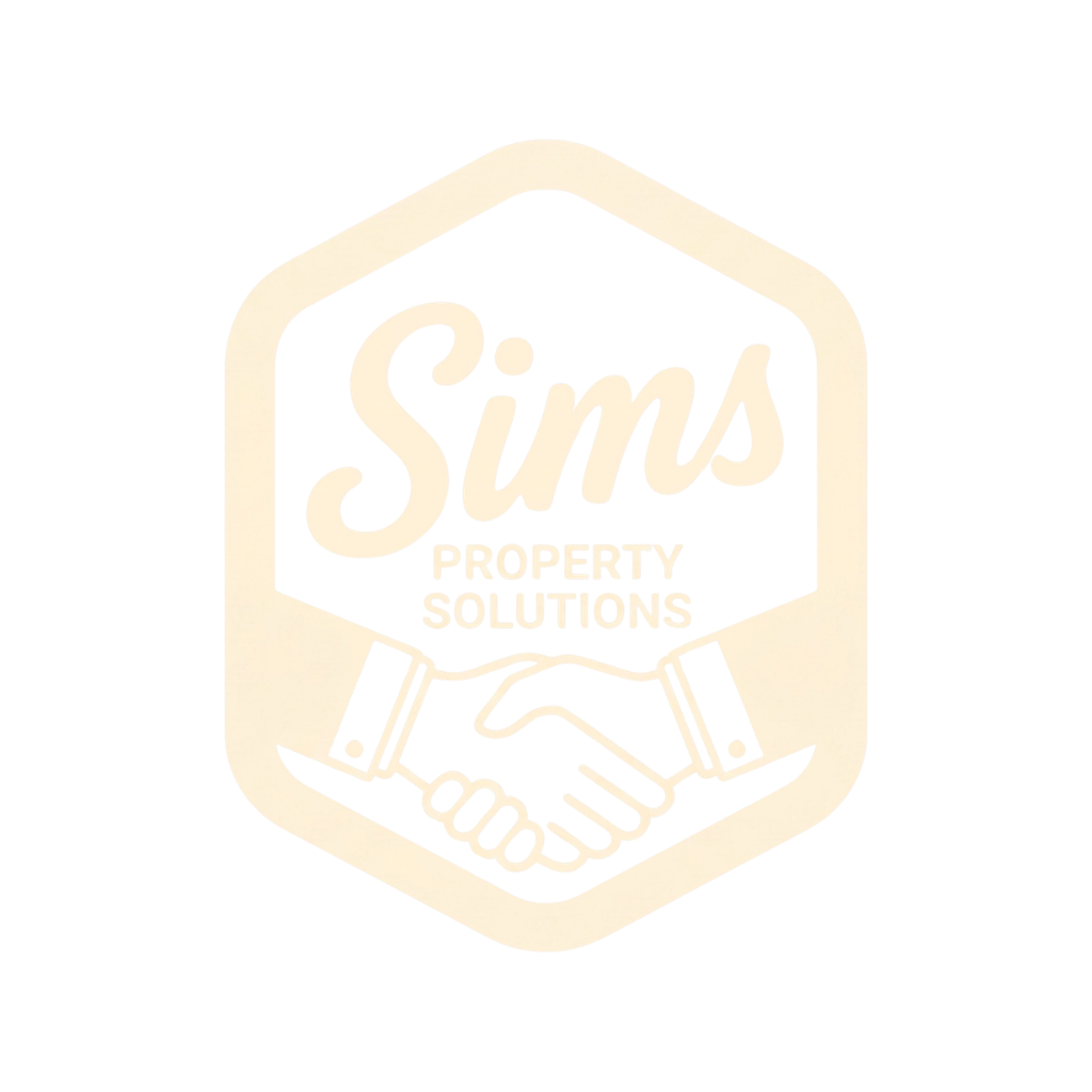 Logo for Sims Property Solutions featuring a handshake within a hexagon.