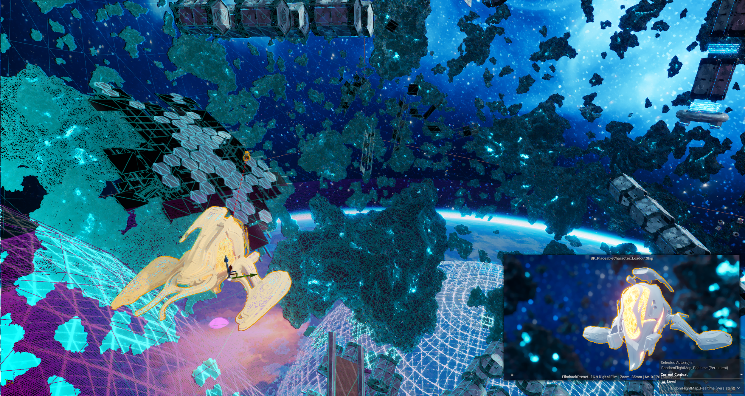 Unreal space map edit screen shot.