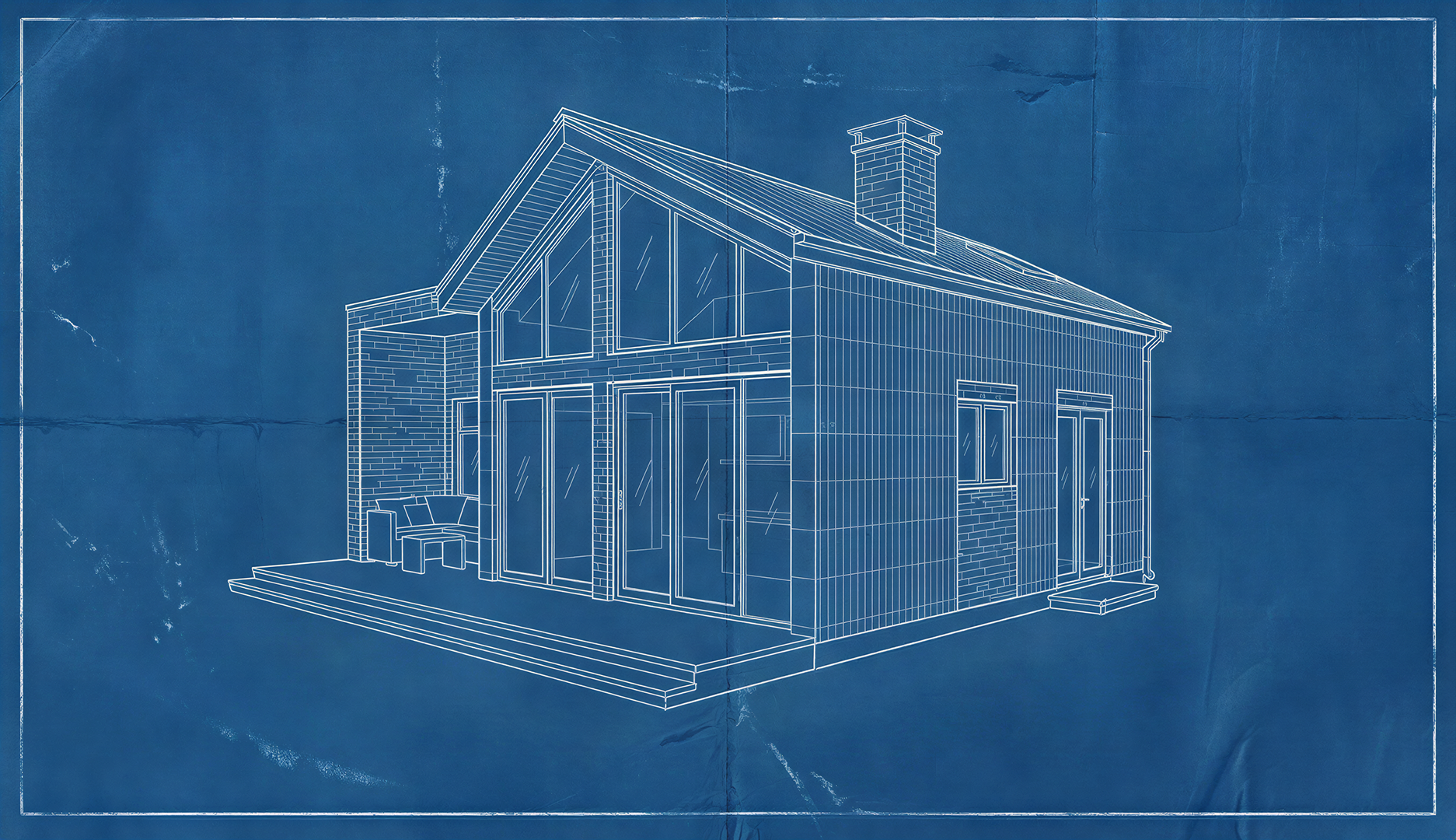 Guest house blueprint 3\4 render.