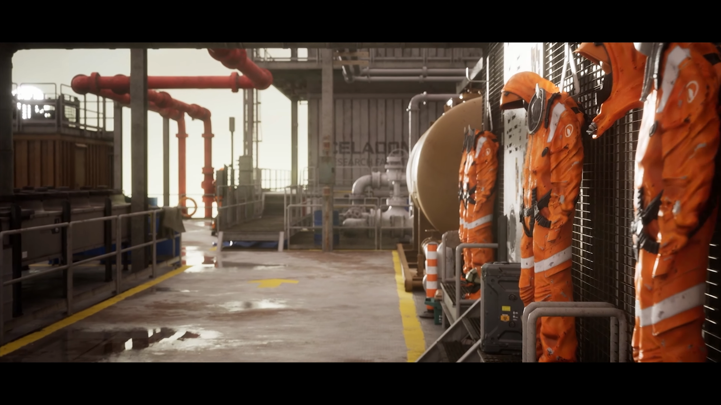 Still image from the Warped Universe cinematic showing the Celedon ocean station. Rendered in Unreal.