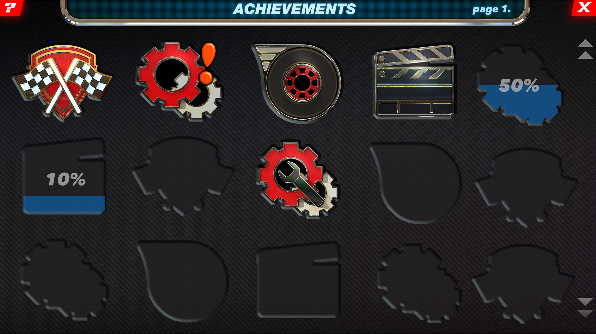 Achievement Badges screen UI/UX for the Lightning McQueen App. for Sphero.