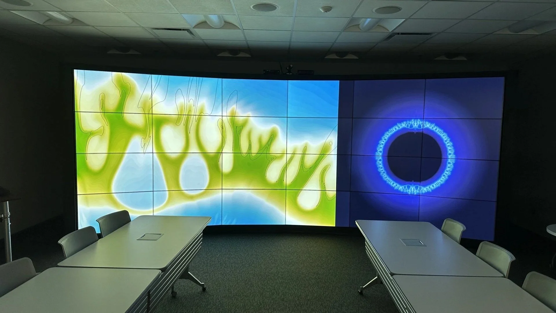 Directed the development of a custom scientific simulation video for display on the immersive screen at the VISTA Collaboratory at the University of Rochester. The piece was later featured in the University anthem video and used as a backdrop for sci