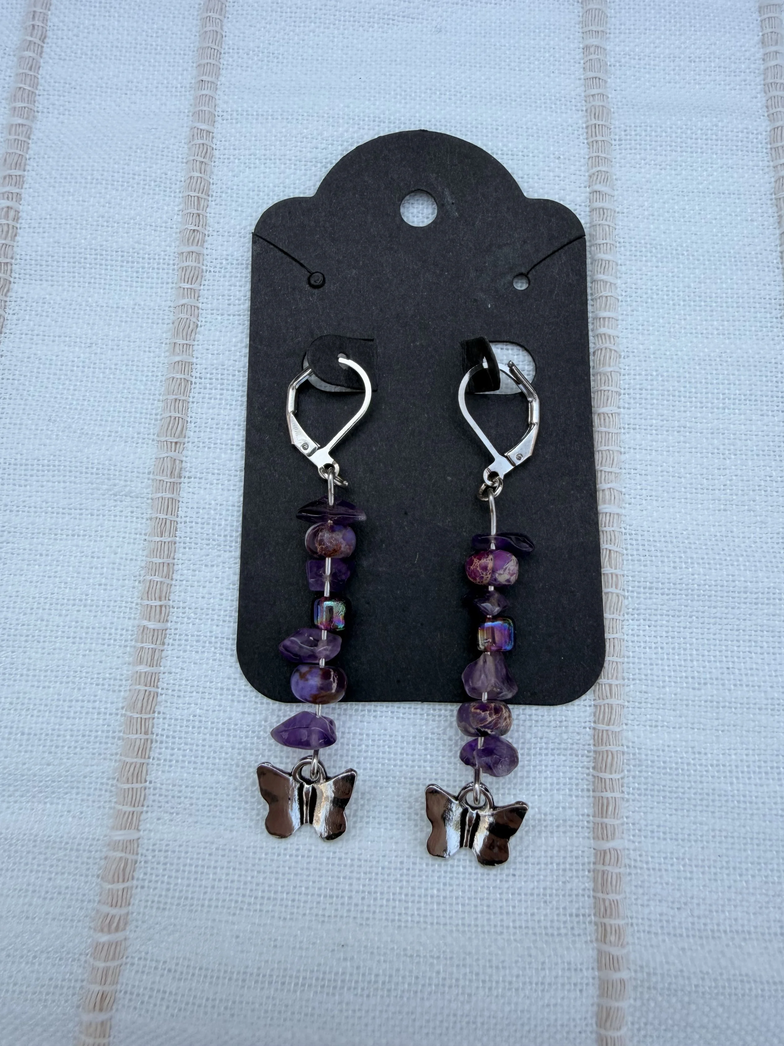 Amethyst Butterfly Earrings