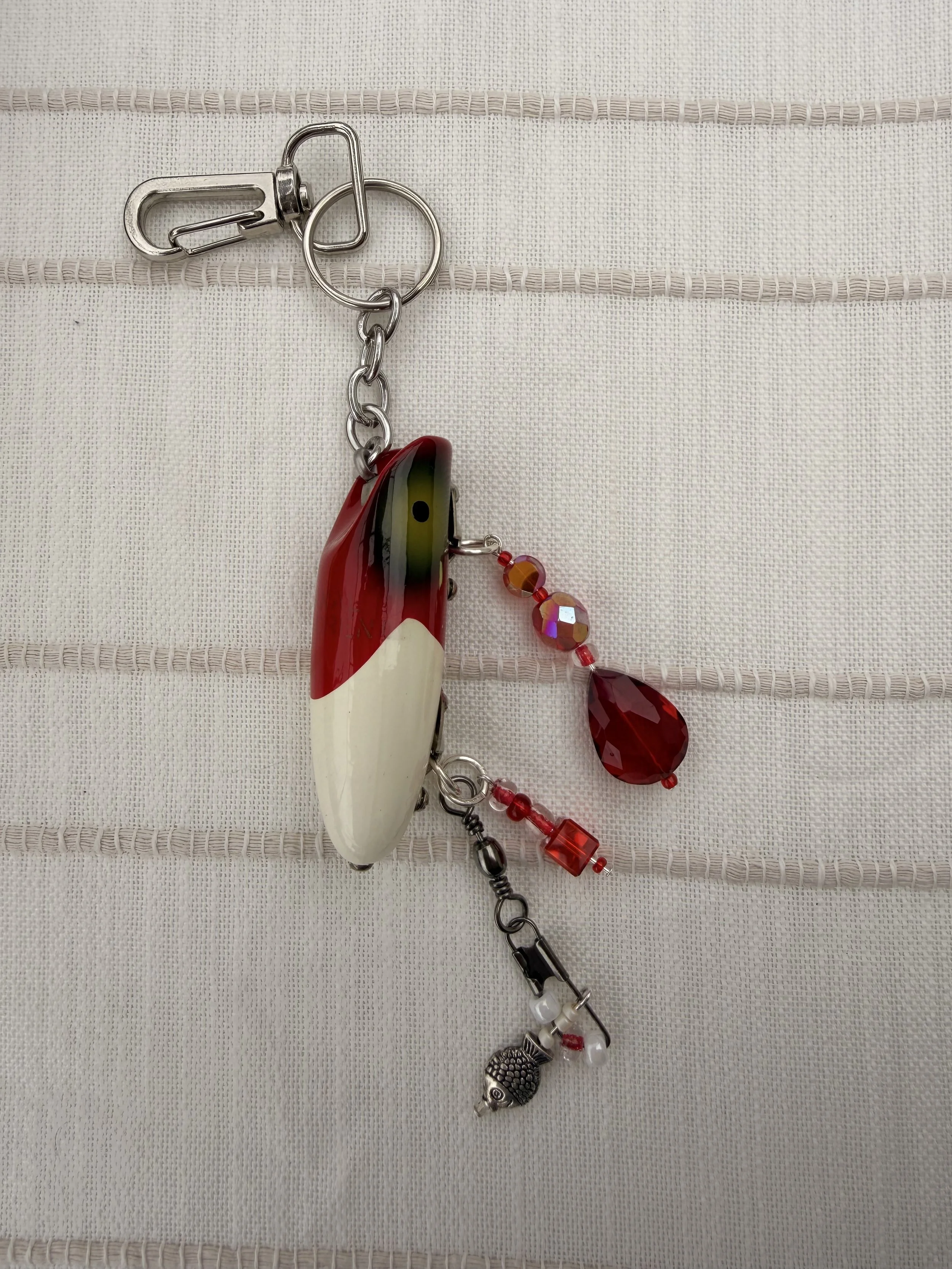 Red Jeweled Fishing Lure Keychain